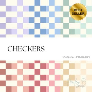 Pastel Checker Seamless Pattern: JPEG PNG Digital Paper (Digital Download)