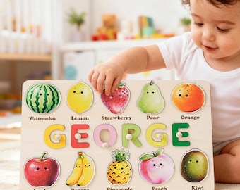 Custom Baby Name Puzzle, Personalized Kids Busy Board, Wood Baby Room Decor, Birthday Gift for Baby, 1st Christmas Present, Baby Shower Gift
