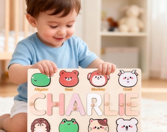 Personalized Baby Name Puzzle, Toddler puzzle, Early Learning Puzzle, Custom Busy Board,Baby Toy ,Gift for kids, First Birthday Gift