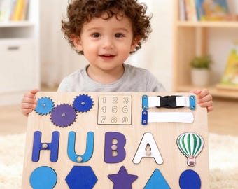 Puzzle con nome personalizzato e lavagna interattiva, puzzle per bambini piccoli, regalo personalizzato per bambini, regalo per il primo compleanno di un bambino, regalo per il primo compleanno di una bambina