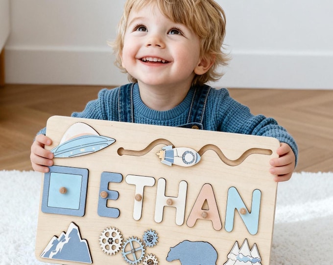 Personalized Baby Name Puzzle, Custom Kids Busy Board, Early Learning Puzzle, Birthday Gift for Kids, Baby Shower Gift, Christmas Baby Gift