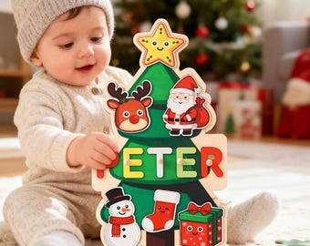 Personalized Baby Name Puzzle, Custom Kids Early Learning Puzzle, Baby Room Decoration, Kids Christmas Gift, 1st Birthday Gift, Wooden Toy