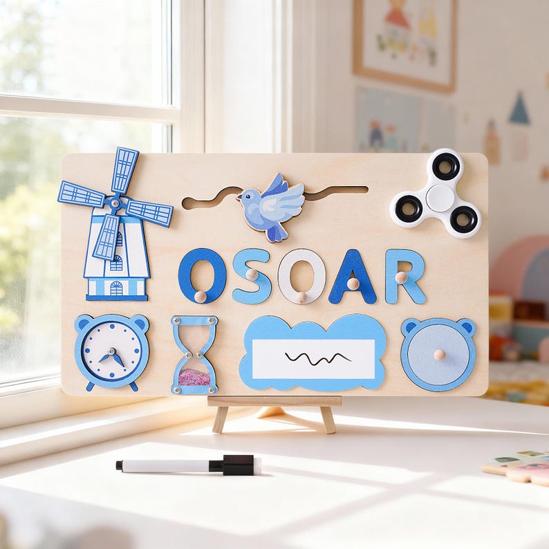 Custom Baby Name Puzzle, Personalized Kids Busy Board, Montessori Learning Toy, Birthday Gift for kids, Baby Room Decor, 1st Christmas Gifts