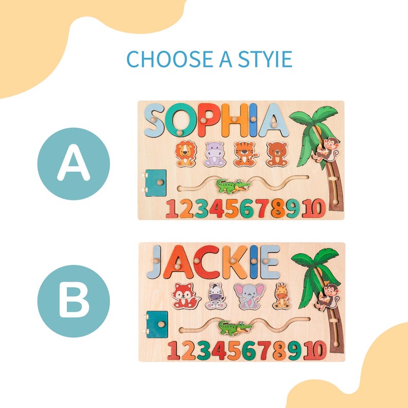 Custom Baby Name Puzzle, Personalized Kids Busy Board, Educational Toddler Toy, Gift for kids, Baby Room Decor, Baby Boy 1st Birthday Gifts image 4