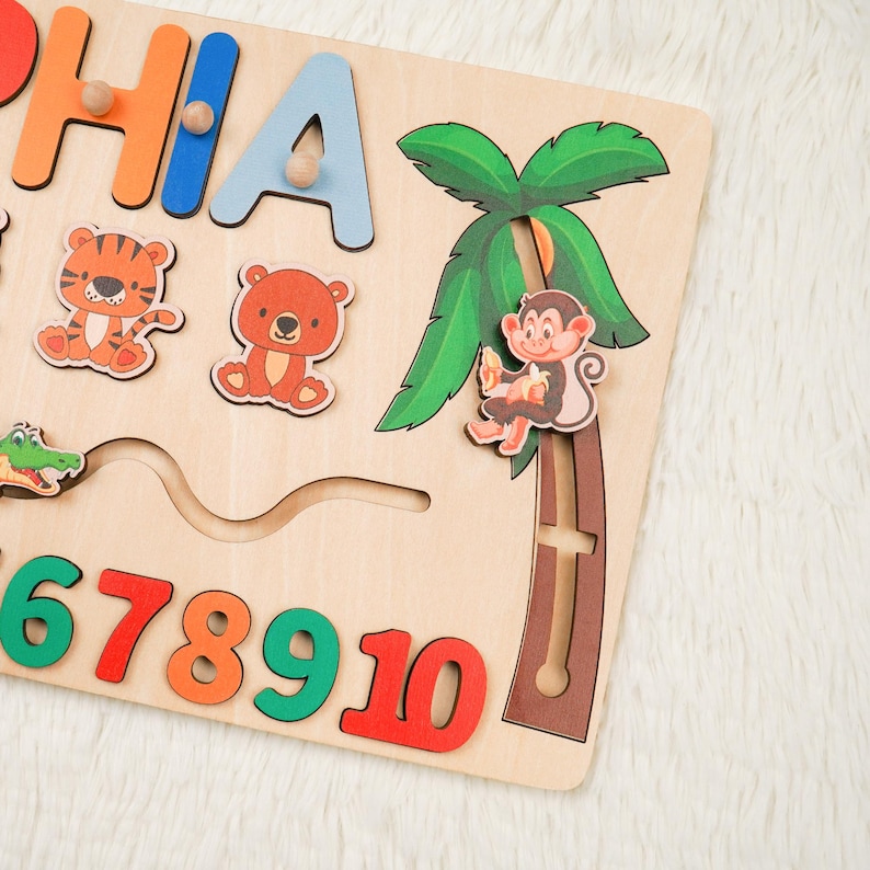 Custom Baby Name Puzzle, Personalized Kids Busy Board, Educational Toddler Toy, Gift for kids, Baby Room Decor, Baby Boy 1st Birthday Gifts