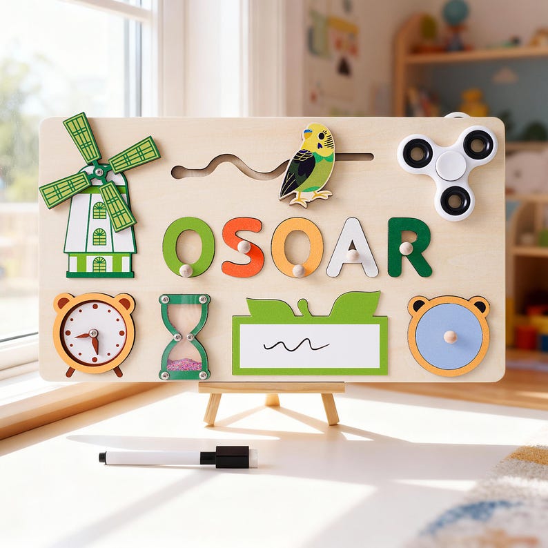 Custom Baby Name Puzzle, Personalized Kids Busy Board, Montessori Learning Toy, Birthday Gift for kids, Baby Room Decor, 1st Christmas Gifts