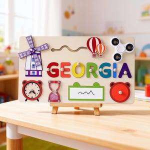 Custom Baby Name Puzzle, Personalized Kids Busy Board, Montessori Learning Toy, Birthday Gift for kids, Baby Room Decor, 1st Christmas Gifts