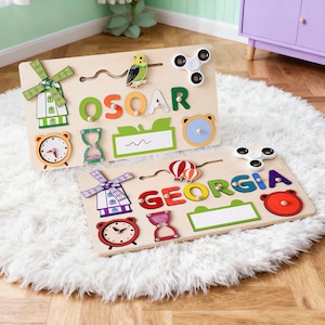 Custom Baby Name Puzzle, Personalized Kids Busy Board, Montessori Learning Toy, Birthday Gift for kids, Baby Room Decor, 1st Christmas Gifts