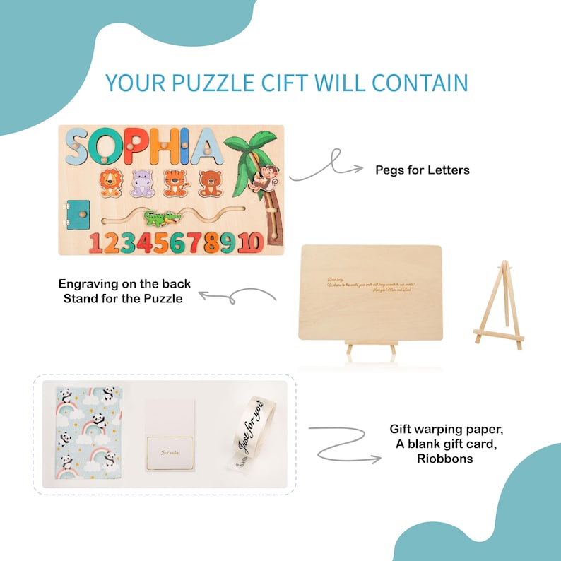 Custom Baby Name Puzzle, Personalized Kids Busy Board, Early Learning Puzzle, Birthday Gift for kids, Baby Room Decor, 1st Christmas Gifts.Ideal for birthdays, full-moon celebrations, holidays, or baby parties. Optional gift wrapping, personalised engraving, and display stands combine practicality with sentimental value, also serving as nursery décor.