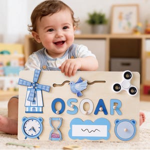 Custom Baby Name Puzzle, Personalized Kids Busy Board, Montessori Learning Toy, Birthday Gift for kids, Baby Room Decor, 1st Christmas Gifts