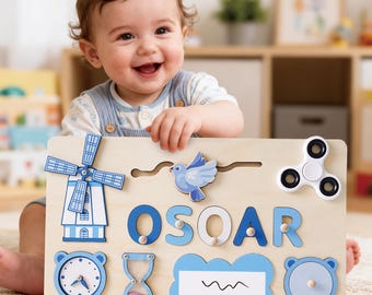 Custom Baby Name Puzzle, Personalized Kids Busy Board, Montessori Learning Toy, Birthday Gift for kids, Baby Room Decor, 1st Christmas Gifts