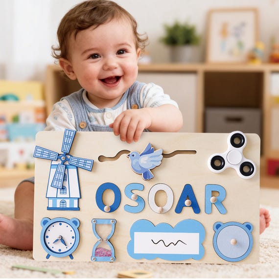 Custom Baby Name Puzzle, Personalized Kids Busy Board, Montessori Learning Toy, Birthday Gift for kids, Baby Room Decor, 1st Christmas Gifts