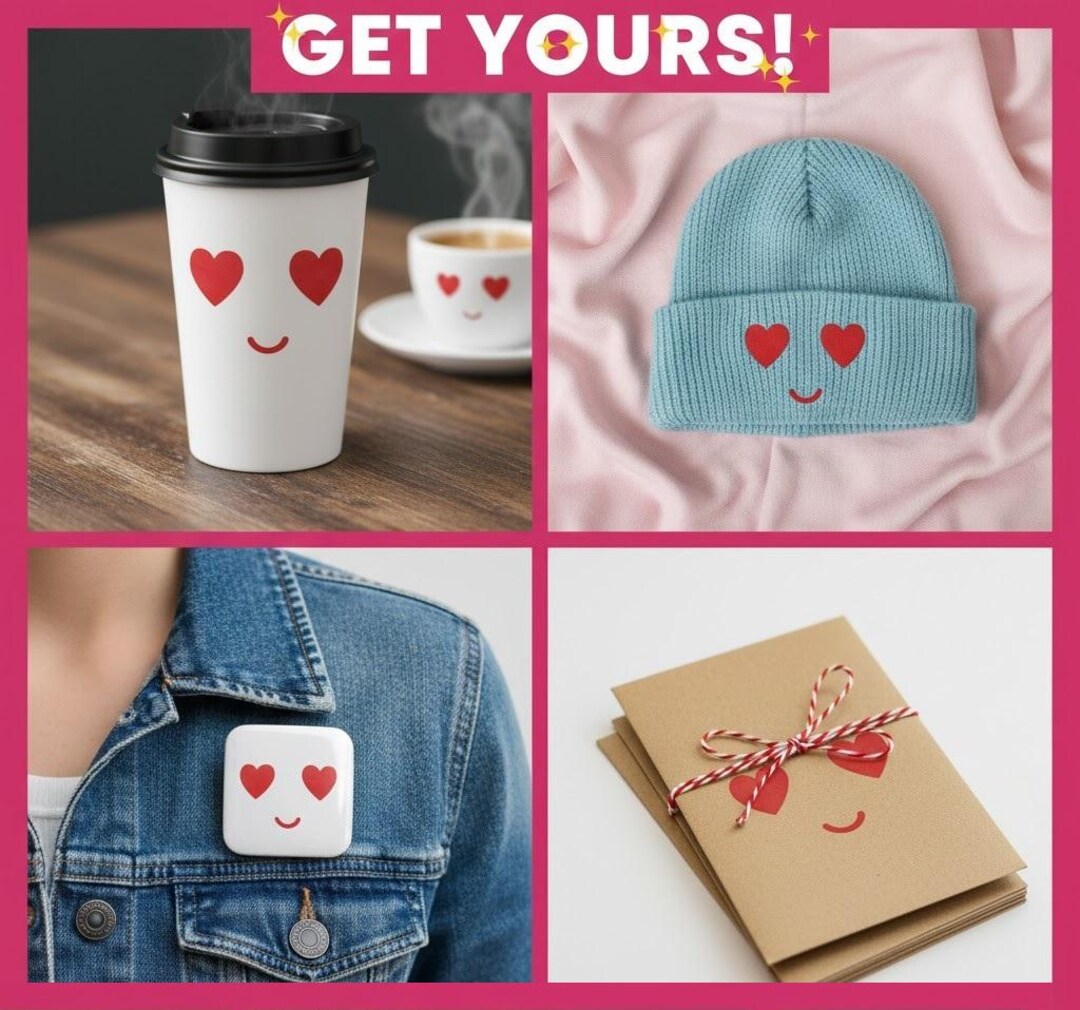 Heart Eyes Smiley Face SVG – Retro Valentine Sublimation Design ...