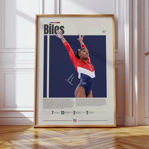 Pôster de Simone Biles, Pôster de Ginasta, Impressões de Atletismo, Pôster de Esportes, Moderno de meados do século, Pôster Motivacional, Pôsteres de Quarto de Esportes