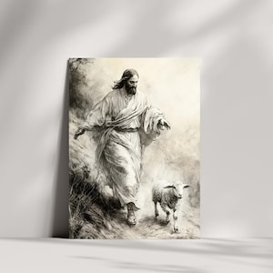 He Leaves the 99 To Find The 1 - Christian Wall Art, Jesus and Lamb, Jesus Art, LDS Prints, Bible Art, Jesus Wall Art, Christian Printable
