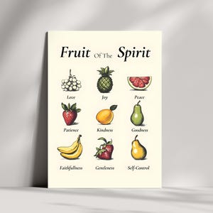 Fruit of the Spirit Wall Art, Scripture Wall Art Digital Download Print, Christian Home Decor, Vintage Scripture Print, Bible Verse Wall Art