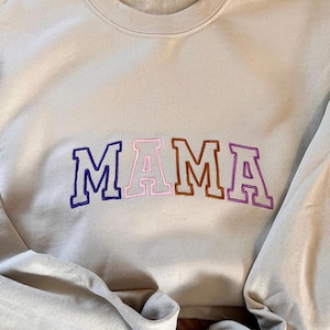 Embroidered Mama Jumper with Child’s Names on sleeve| Mum Jumper| mother jumper| multi mama jumper, personalised mum jumper|