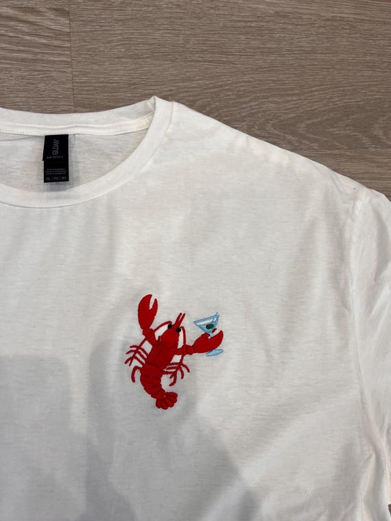 Embroidered Lobster Martini Oversize Tee - Slogan T-shirt - Etsy