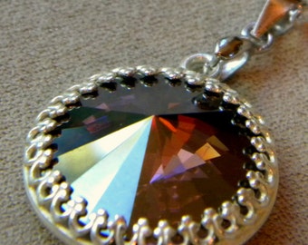 Rivoli Pendant, Swarovski Merlot,  Rivoli Pendant Necklace