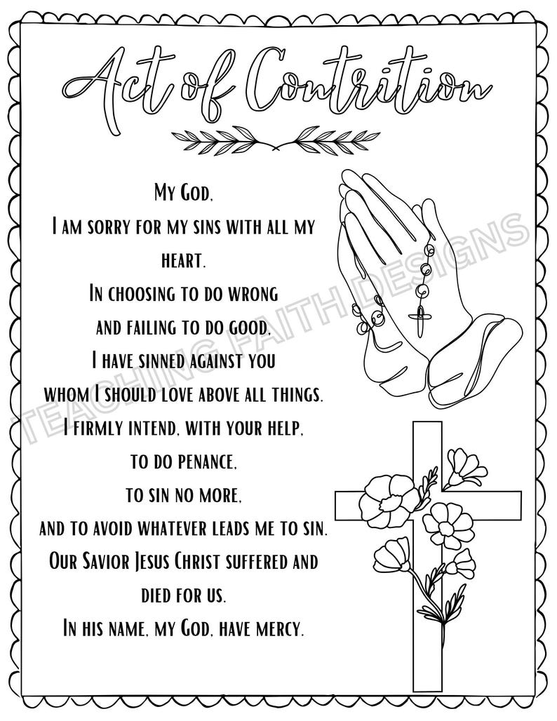 Act of Contrition Prayer Coloring - Il 794xN.6581593332 Npm8 
