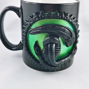 Tazza in argilla polimerica fatta a mano ispirata agli alieni, stoviglie uniche a tema spaziale, perfette per gli amanti del caffè, ottimo regalo per gli appassionati di fantascienza