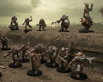 Banda di guerrieri fanatici navali - 16 miniature dark fantasy - Wargaming in resina da 32 mm - Guerra di trincea - Set proxy per giochi da tavolo