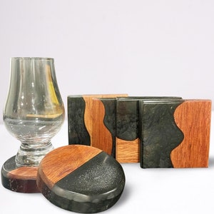 Wood Coasters Set, Mahogany Wood Epoxy Resin, Coasters 2 4 or 6, Coasters Set Wood, Wooden Coasters, Square Coaster, Coasters Circular, Gift