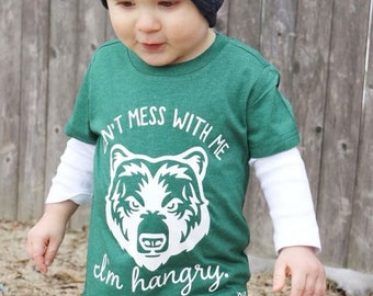 Don't Mess with Me I'm Hangry Bear Tee, Hangry AF Steady Snacking Toddler Tee Shirt Bodysuit Infant Kids funny graphic T Snack Treat Tees