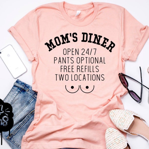 Mom's Diner Breastfeeding Shirt, Nursing Top, Milk Maid, Breastfed, Breastfeeding Mom, Baby Shower Gift, Mom Life Tee, Graphic Tee