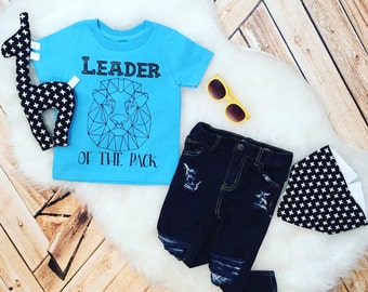 Funny Kid Tee Leader of the Pack geometric Lion alpha toddler Infant Shirt Bodysuit Trap Music lyric trendy shirt kids