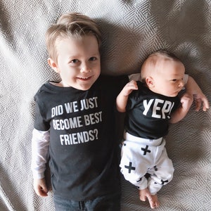 Pregnancy Announcement Sibling Outfits Did We Just Become Best Friends YEP the Original Set of Matching Tees, Best Friend and Siblings tees image 10