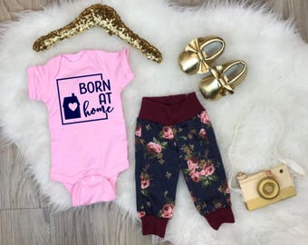 Born At Home Homebirth Natural Kids Trendy Tee Or Bodysuit Baby Toddler Boy Girl Hippie Clothing Shirt