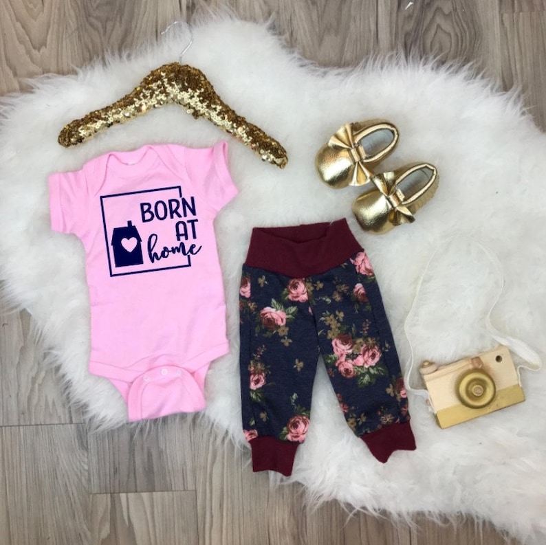Born At Home Homebirth Natural Kids Trendy Tee Or Bodysuit Baby Toddler Boy Girl Hippie Clothing Shirt