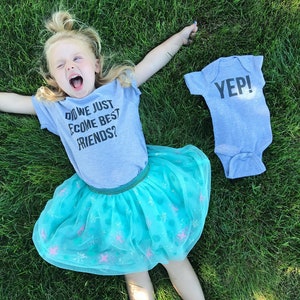 Pregnancy Announcement Sibling Outfits Did We Just Become Best Friends YEP the Original Set of Matching Tees, Best Friend and Siblings tees image 9