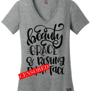 Beauty Grace & Resting B*tch Face Adult Women&#39;s Funny Trendy Petty Tee Or Tank Xs to Plus Size 4XL Custom Stylish Cute Fitted Relexed