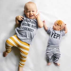 Matching Best Friend Tees Twins Did We Just Become Best Friends? Yep! Siblings pregnancy announcement BFF brothers sisters Original friend