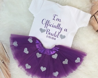 Adopcja Adoptuj Nowe Nazwisko Jestem Oficjalnie Nazwisko Brokatowe Dopasowanie Spersonalizowane GOTCHA DAY body tutu spódniczka zestaw strój dworski dla dziecka