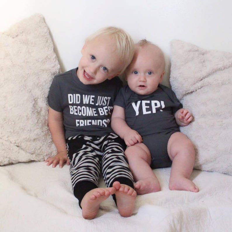 Pregnancy Announcement Sibling Outfits Did We Just Become Best Friends YEP the Original Set of Matching Tees, Best Friend and Siblings tees image 6