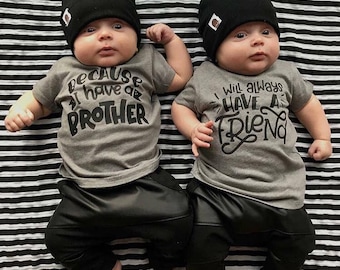 Matching Brothers Shirts Because I Have A Brother I'll Always Have A Friend Twinning Twins Siblings Pregnancy Announcement Gender Reveal