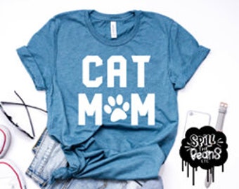 Gato mamá, gato mamá camiseta, gato señora, gato loco dama, regalo para ella, amante del gato, mamá de la piel, camiseta gráfica, tamaño más, camiseta de las mujeres divertidas, camiseta del gato
