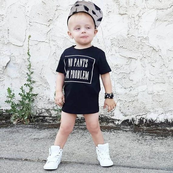 No Pants No Problem Funny Kid's Trendy Tee or Bodysuit Baby Toddler Boy  Girl Clothing 