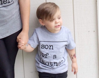 Son of a Mother funny Mommy and Me Mom of Mayhem son tee t shirt sassy girls boys hipster Shirt Bodysuit Infant or Toddler custom monochrome