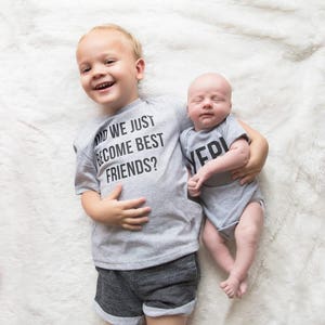 Pregnancy Announcement Sibling Outfits Did We Just Become Best Friends YEP the Original Set of Matching Tees, Best Friend and Siblings tees image 7