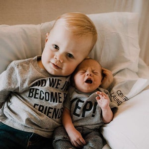 Pregnancy Announcement Sibling Outfits Did We Just Become Best Friends YEP the Original Set of Matching Tees, Best Friend and Siblings tees image 8