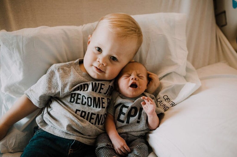 Pregnancy Announcement Sibling Outfits Did We Just Become Best Friends YEP the Original Set of Matching Tees, Best Friend and Siblings tees image 8