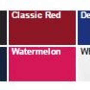 Puede incluir: Muestra de tejido que muestra 10 colores diferentes: Verde manzana, Negro, Rojo cl&aacute;sico, Azul real profundo, N&iacute;quel jaspeado, Turquesa claro, Azul marino, Sand&iacute;a, Blanco.