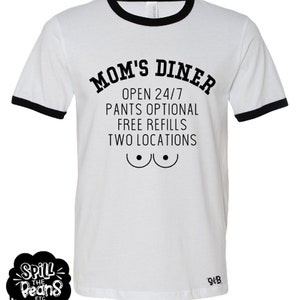 Mom&#39;s Diner Breastfeeding Shirt, Funny Breastfeeding Tee, Ringer Tee, Nursing Mom Tee, Motherhood Graphic Tee, Breastfed, Breastfeeding