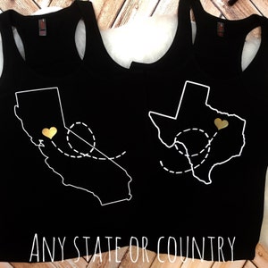 Passende Shirts beste Freund BFF Lange Distanz gehen Weg Geschenk kaufen 2 für Set Racer zurück Tank Top Plus Größe Nevada Hawaii Texas Bestie College