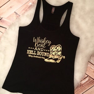 Bachelorette Whiskey Bent Hell Bound Veil Bound in Music City Nashville Bridal Party Tanks Last Ride Bride Shirt Country cowboy boots plus