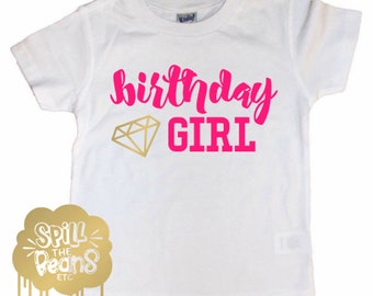 Diamond Birthday Girl Tee, Diamond Bday, Birthday Girl Shirt, Graphic Tee, Baby Girl, Toddler Girl, Party Shirt, Trendy Girls Tee